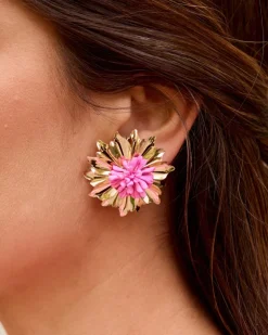 Boucles d’oreilles fleur rose