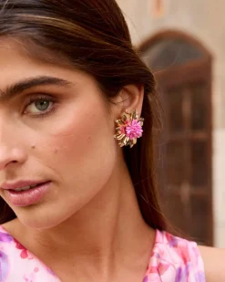 Boucles d’oreilles fleur rose