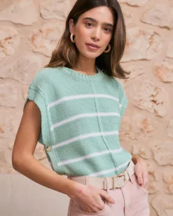 Haut rayé vert aqua