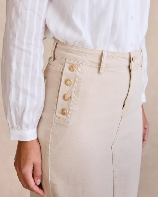 Jupe en jean avec boutons latéraux
