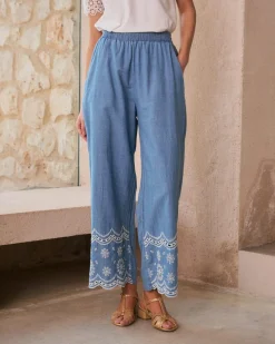 Mara Pantalon en denim brodé