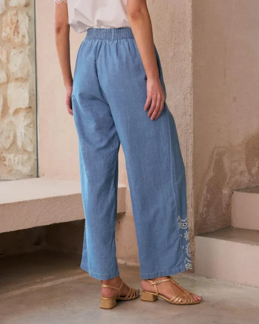 Mara Pantalon en denim brodé