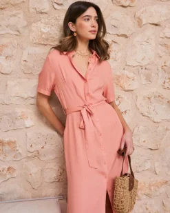 Robe chemise corail