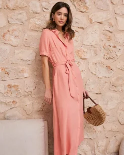 Robe chemise corail