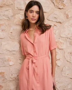 Robe chemise corail