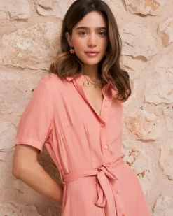 Robe chemise corail
