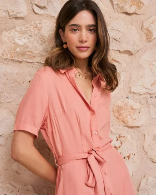 Robe chemise corail
