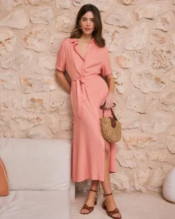 Robe chemise corail