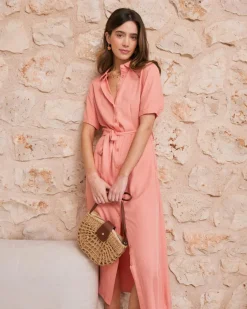 Robe chemise corail