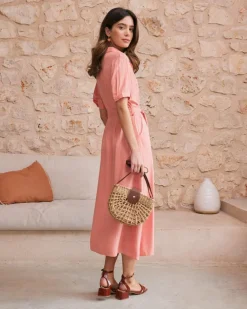 Robe chemise corail