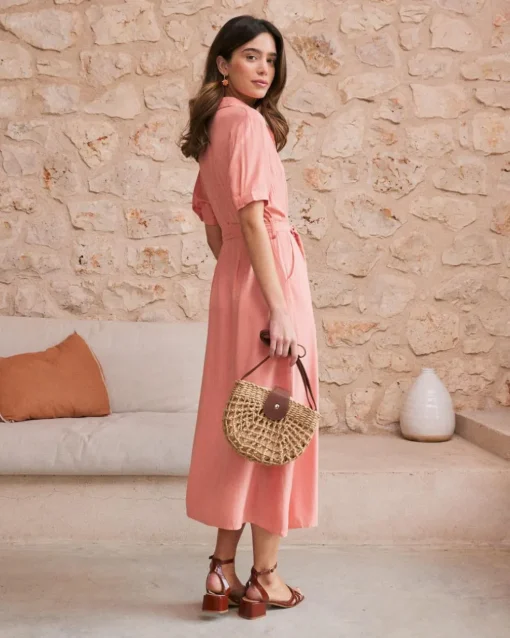 Robe chemise corail