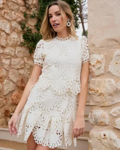 Robe courte ajourée Ornella