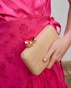 Sac en raphia fleur dorée