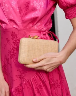 Sac en raphia fleur dorée