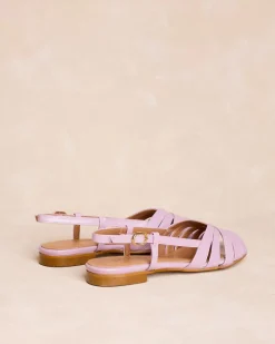 Sandale plate mauve