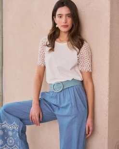 T-shirt à manches en dentelle Inara